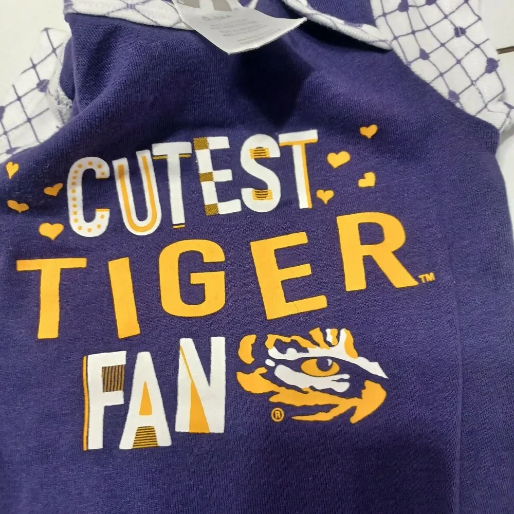 Cutest Tiger Fan Louisiana State Un Girls 0-3 Month Bodysuit Purple Yellow White